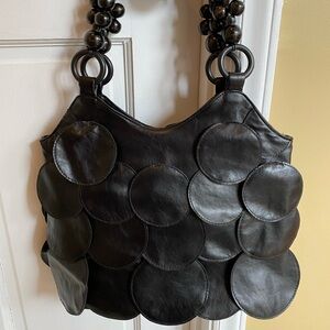 Black vinyl Bag, zipper closure